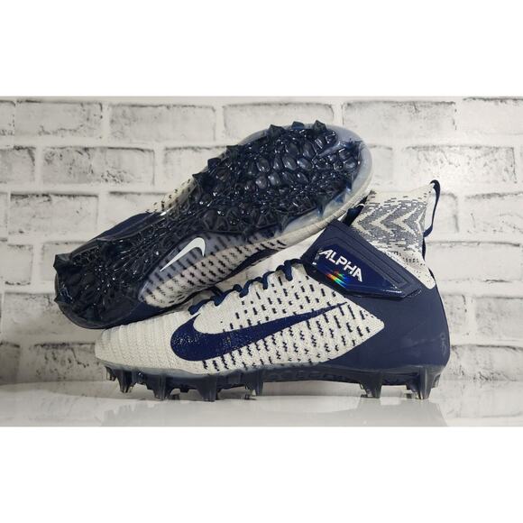 Nike Alpha Menace Elite 2 Flyknit White Blue Football Cleats BV2077-101 Sz 12.5 - Picture 1 of 6